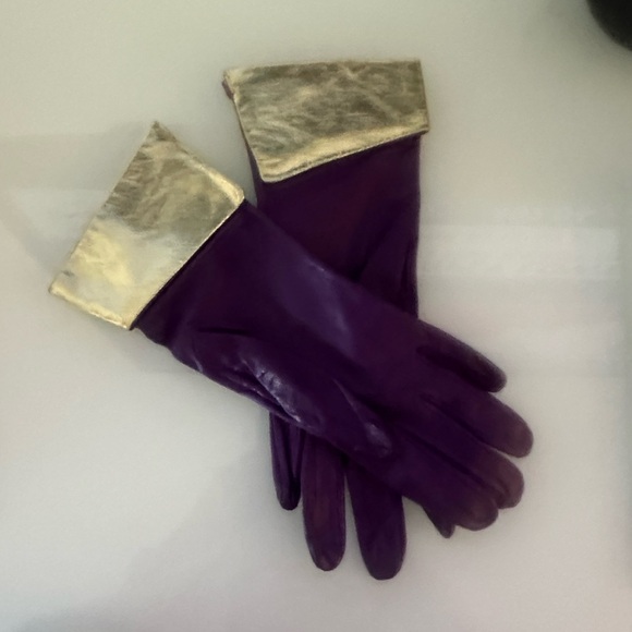 Luxurious Purple and Gold Women's Gloves - Picture 1 of 3